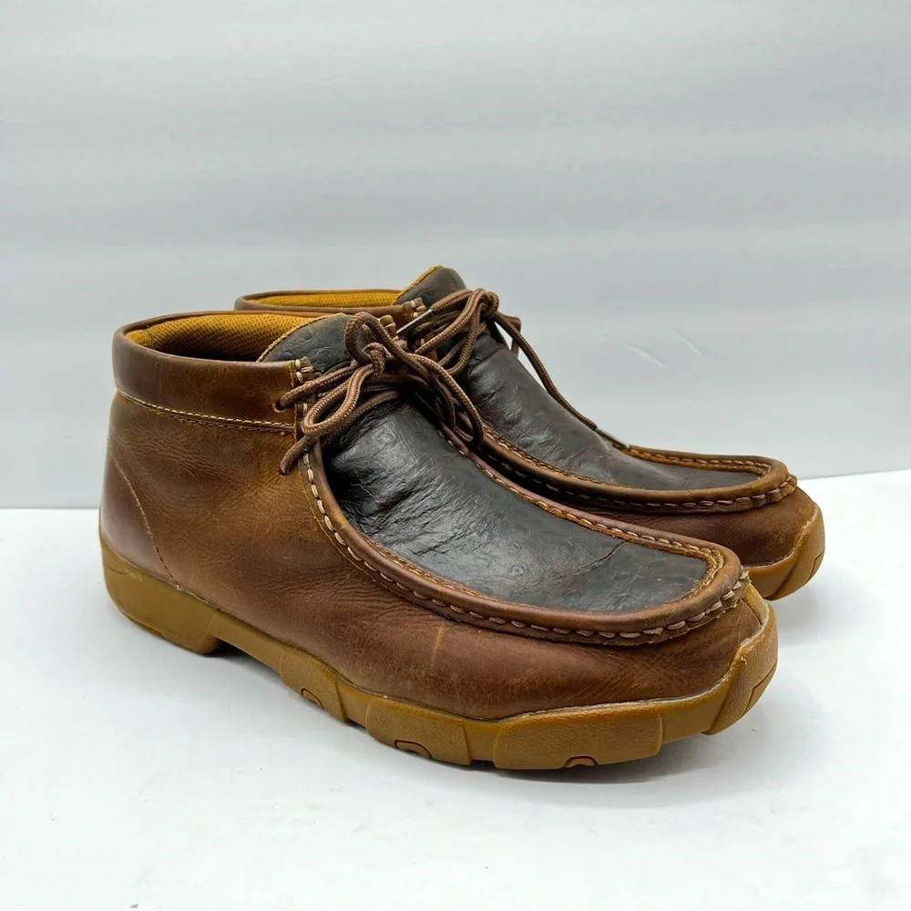 Justin Size 10.5 M Men's Cowhide Leather Casual Shoe Ostrich Vamp Mocs